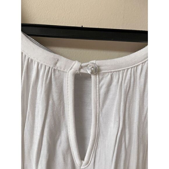 Kim & Cami Womens Embroidered Casual Sleeveless Peasant Blouse White Sz M - Picture 2 of 6